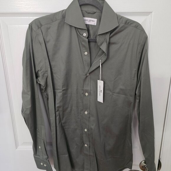 JOHN HENRIC Twill Shirt 15 - 38 Green Shirts Office Work - Picture 1 of 1